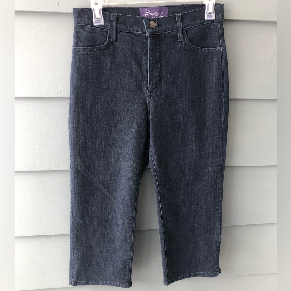 NYDJ Not your daughters jeans dark wash cropped sz 4 embellished pockets